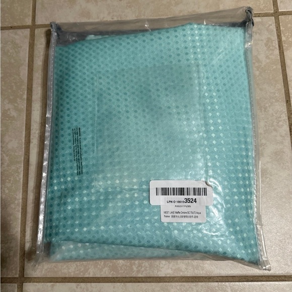 WEST LAKE Waffle Fabric Shower Curtain Aqua Ombre Decorative Spa Bathroom Shower - Picture 7 of 9